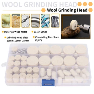 123Pcs Wool Buffing Polishing Grinding Heads With 3mm Shanks For Angle Grinder - Picture 1 of 10