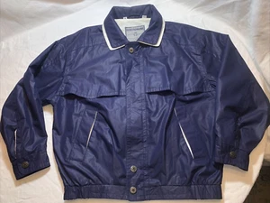 Members Only Vintage 80er Jahre Windbreaker Jacke marineblau gefütterter Kragen Manschetten Etikett Mittel - Bild 1 von 24