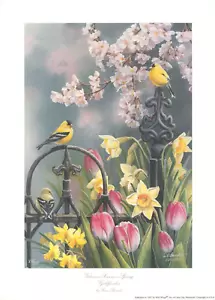 "Estaciones victorianas - jilgueros de primavera" de Susan Bourdet. Impresión edición limitada. - Imagen 1 de 5