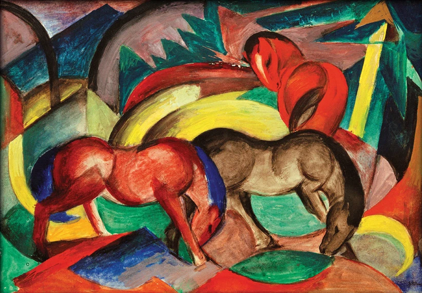FRANZ MARC THREE HORSES  EXPRESSIONISM ART GICLEE  PRINT FINE CANVAS - Image 1 of 1