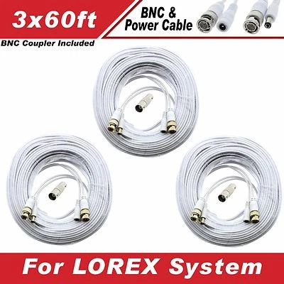 [60ft x3] Premium BNC cable for Lorex LHV828, LHV16212 720P/1080P Systems - Image 1 of 4