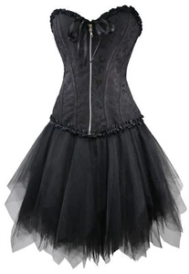 Corsagekleid Kleid Mini Rock Corsage Korsett Petticoat schwarz Bustier T Organza - Bild 1 von 3