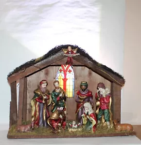 Vintage Holz Krippe Krippe Krippenstall Made in Italy Weihnachtsdeko - Bild 1 von 17