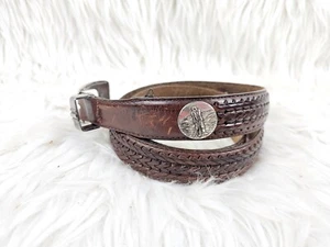 VTG Onyx by Brighton Mens Leather Golf Belt Braided Concho’s Size 40 Brown 1998 - Picture 1 of 9