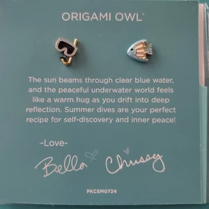 Origami Owl Julio 2024 CLUB DE COLECCIONISTAS Dijes Flotantes MÁSCARA DE SNORKEL VERDE AZULADO Y PECES - Imagen 1 de 5