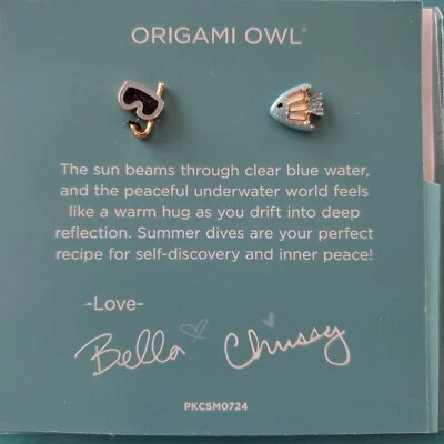 Origami Owl July 2024 COLLECTOR’S CLUB Floating Charms TEAL SNORKEL MASK & FISH - Image 1 of 4