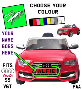 FRONT / REAR kids number plate: PLAYACTIVE Audi S5 Cabriolet 6V toy car ride-on - Picture 1 of 1