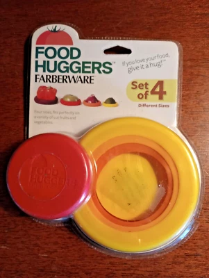 Farberware Food Huggers Reusable Silicone Food Savers Set of 4 Vegetable/Fruit - Imagem 1 de 2