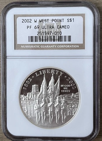 2002 W West Point Dollar Proof NGC PF69 Ultra Cameo Cover