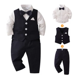 New Children Boy 4 PIECE Waistcoat Suit Kids Suit Formal Party Wedding Tuxedo - Picture 1 of 9