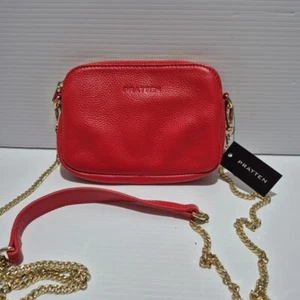 Pratten Red Leather Sweetheart Shoulder Bag Chain Leather Strap NWT - Picture 1 of 7