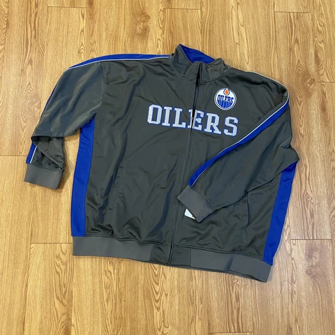 NWT NHL Official Edmonton Oilers Hockey Warm Up Full Zip Unlined Jacket 5X Cover