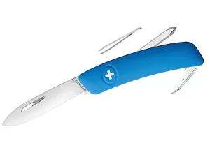 SWIZA D02 CUCHILLO PLEGABLE DE BOLSILLO SUIZO AZUL / ESCARIADOR DE DESTORNILLADOR DE MANGO SOFTTOUCH - Imagen 1 de 1