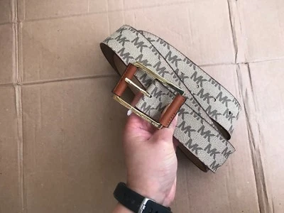  Michael Kors MK 552802C  Women's BROWN Luggage Goldtone Buckle Belt SZ S M L XL - Image 1 of 4