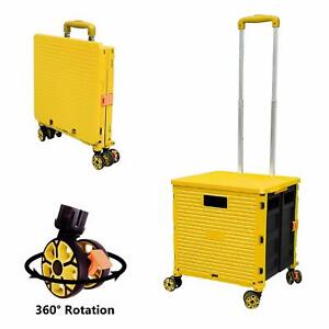 UK Shopping Travel Trolley Box Portable Foldable Wheels 360° Rotate Adjustable