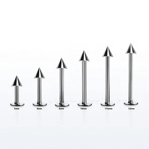 18G 5mm-12mm Acciaio Chirurgico Cono Spike Labret Borchia Anello Labbro Orecchio Tragus Piercing - Foto 1 di 3