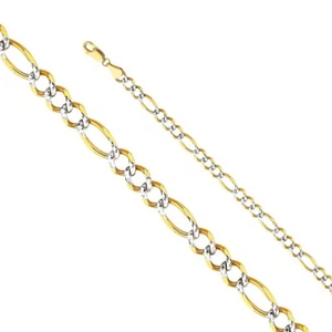 Solid 14K two tone gold 5.5mm Figaro Chain 22" EJCN35424 - Picture 1 of 1