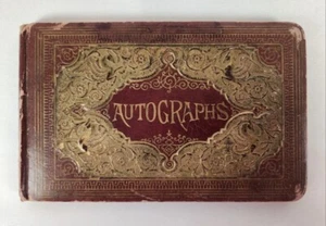 Late 1800s Autographs Book / Illustrated Gold Raised Embossed Cover *Signed* - Picture 1 of 16