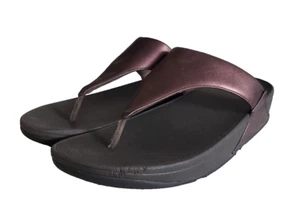 FitFlop Lulu Women's Size 11 Metallic Toe Post Sandals Brown Comfort Thongs - Picture 1 of 11