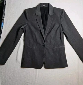 Chaqueta Express Talla 12 Gris Blazer 1 Botón Forrado Poli Algodón Mezcla Mujer - Imagen 1 de 7