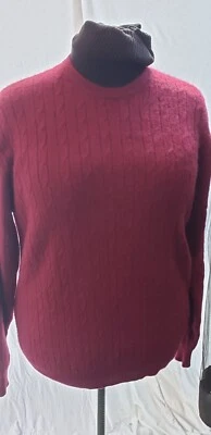 Allen Solly Men's XL Cable Knit Cashmere Crewneck Sweater in Burgundy red - Image 1 of 4