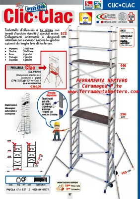 TRABATTELLO FACAL PINNA CLIC + PROLUNGA CLAC  CLIC - CLAC H,573 H,LAVORO 6.46 M - Immagine 1 di 4