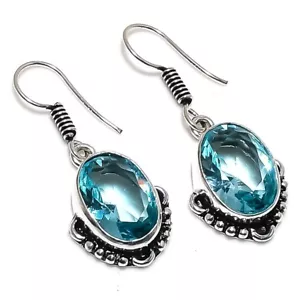 Aqua aguamarina piedra preciosa hecha a mano 925 plata esterlina joyería pend... - Imagen 1 de 1
