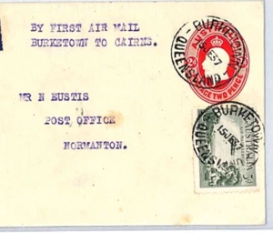 AUSTRALIA Air Mail Cover FIRST FLIGHT BURKETOWN-CAIRNS Normanton QLD 1937 YL5 - Picture 1 of 14