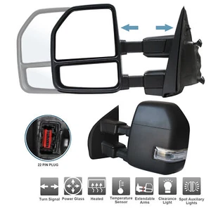 Towing Mirrors Fits 17-20 Ford F550 Super Duty Power Heated LED Signal Black - Bild 1 von 12