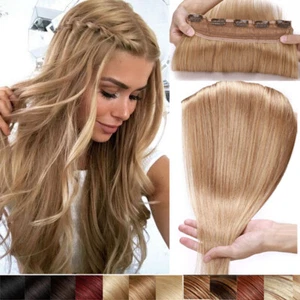 Dunkelblonde einteilige Clip In 100% echte Remy Echthaar Extensions 3/4 voller Kopf - Bild 1 von 38