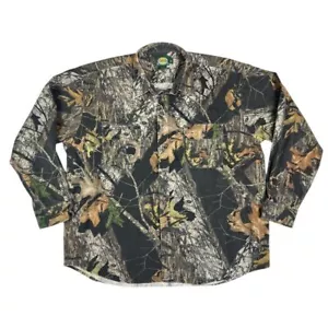 Vtg Cabelas Shirt Mens 2XLT Tall Camo Long Sleeve Mossy Oak Shadow Leaf Hunting - Picture 1 of 12