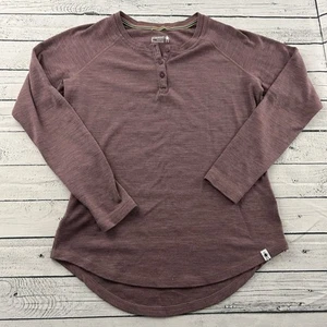 Smartwool Long Sleeve Merino Wool Button Front Henley Shirt Women's Small Maroon - Picture 1 of 6