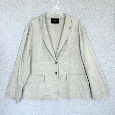 Lafayette 148 Blazer Jacket Size 18 Beige Gray Unlined Wool Blend Lightweight - Image 1 of 4