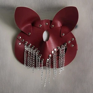 Costume Halloween Cosplay BDSM Goth Faux Leather Naughty Bunny Masquerade Mask - Picture 1 of 12