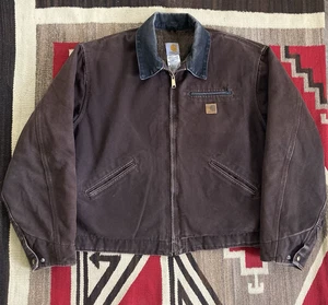 Vintage Carhartt Detroit Canvas Jacke Braun XL/2XL Fit Gefüttert Getragen - Bild 1 von 9