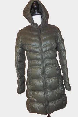 S M 6 Miss Sixty lightweight Packable Down Puffer Jacket Long COAT Hooded GREEN - Image 1 of 4