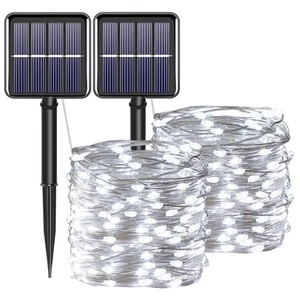 Solar Fairy String Lights for Outside, Outdoor Waterproof, Cool White 2Pack T... - Picture 1 of 7