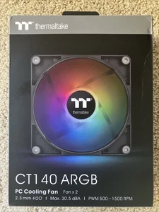 Thermaltake CT140 ARGB PC Cooling Fan 2.3mm-H20 Max 30.5 dBA PWM 500-1500 RPM - Afbeelding 1 van 3