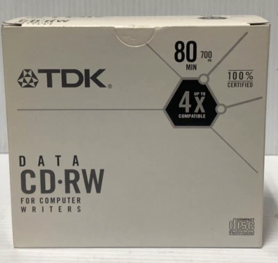 TDK DATA CD-RW For Computer Writers 80min 700MB - QTY 10 Discs (FC208-3Q2114 - Image 1 of 3