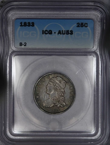 1833 Capped Bust Quarter B-2 ICG AU53 Cover