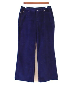 Chadwicks Size 12p Navy Narrow Wale Cotton Corduroy Wide Leg Mid Rise Pants - Picture 1 of 6