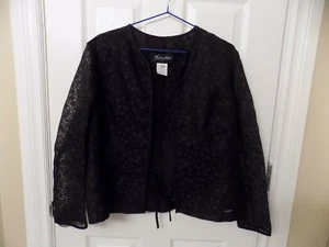 Sunny Choi Black Sheer Jacket Top with Front String Tie Size 16 - Picture 1 of 4