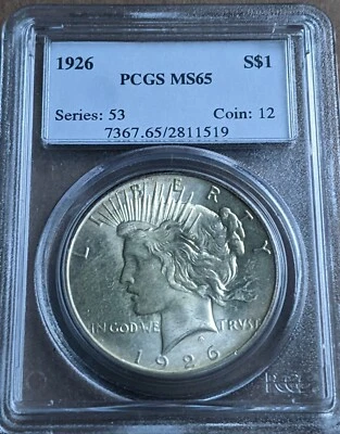1926 P $1 Peace Silver Dollar PCGS MS 65 Philadelphia - Image 1 of 2