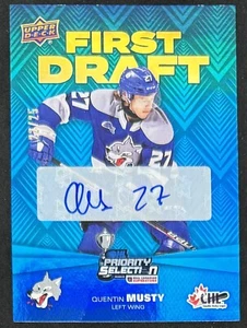 2021-22 Quentin Musty UD CHL First Draft Blue Auto 22/25'23 Draft Rookie - Bild 1 von 2