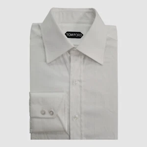 Tom Ford Men's White Solid Cotton Long-Sleeve Button-up Dress Shirt Size 38/15 - Picture 1 of 5