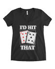 I'd Hit That Women's V-Neck T-Shirt Blackjack Casino Cards Player