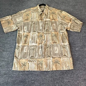 Vtg Tori Richard Hawaiian Shirt Mens XL Brown Palm Tree USA Rare Lawn Pattern - Picture 1 of 12