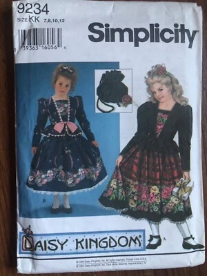  SIMPLICITY 9234 GIRLS DAISY KINGDOM DRESS & PURSE PATTERN-UNCUT-SIZES 7-8-10-12 - Image 1 of 3