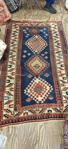 Antique Kazak Oriental 3-10 x 6-2 with Wool Foundation Circa 1880's - Picture 1 of 10