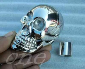 Antiguo mango de cabeza de calavera de latón plateado para bastón de madera bastón macizo - Imagen 1 de 3